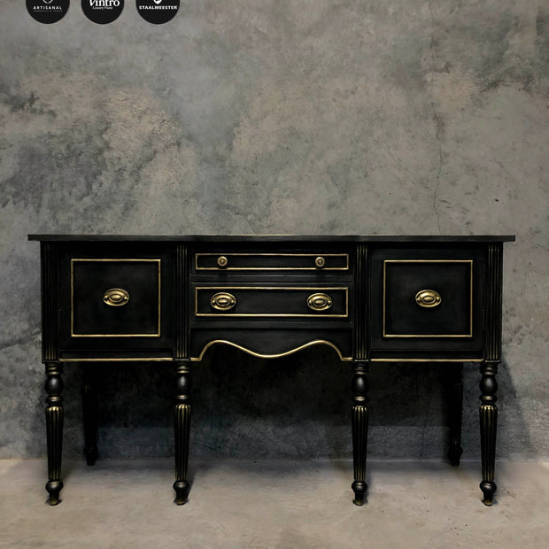 Not For Sale - Commissioned Sideboard in a Victorian Black Lustre with Gold