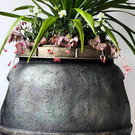 Not For Sale - Plastic Olive Barrel Turned Into A Decorative Stone Outdoor Pot Tutorial