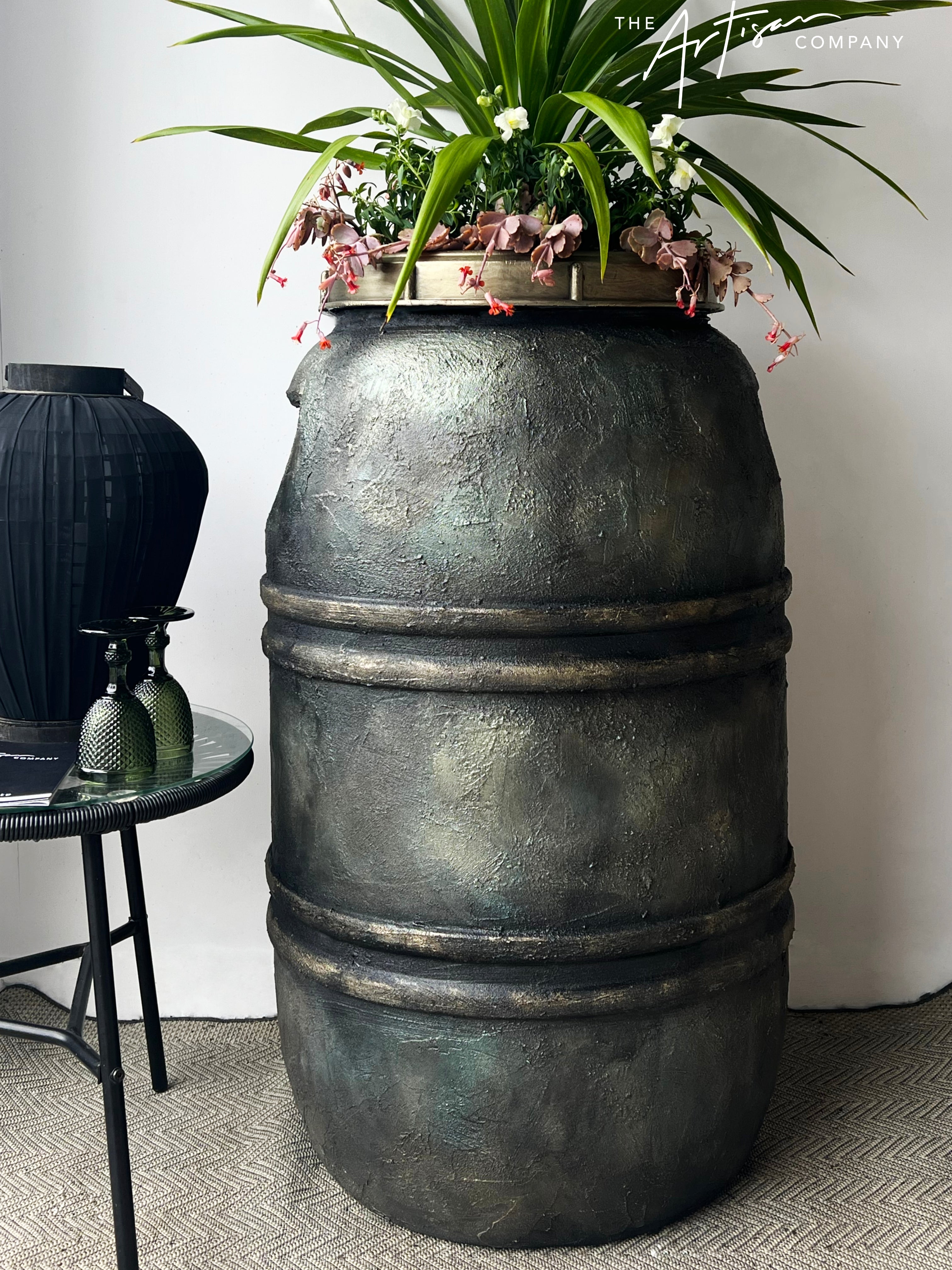 Not For Sale - Plastic Olive Barrel Turned Into A Decorative Stone Outdoor Pot Tutorial