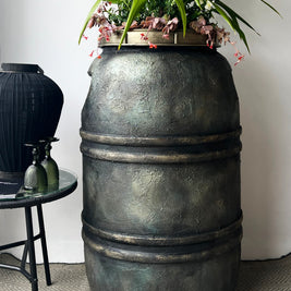 Not For Sale - Plastic Olive Barrel Turned Into A Decorative Stone Outdoor Pot Tutorial