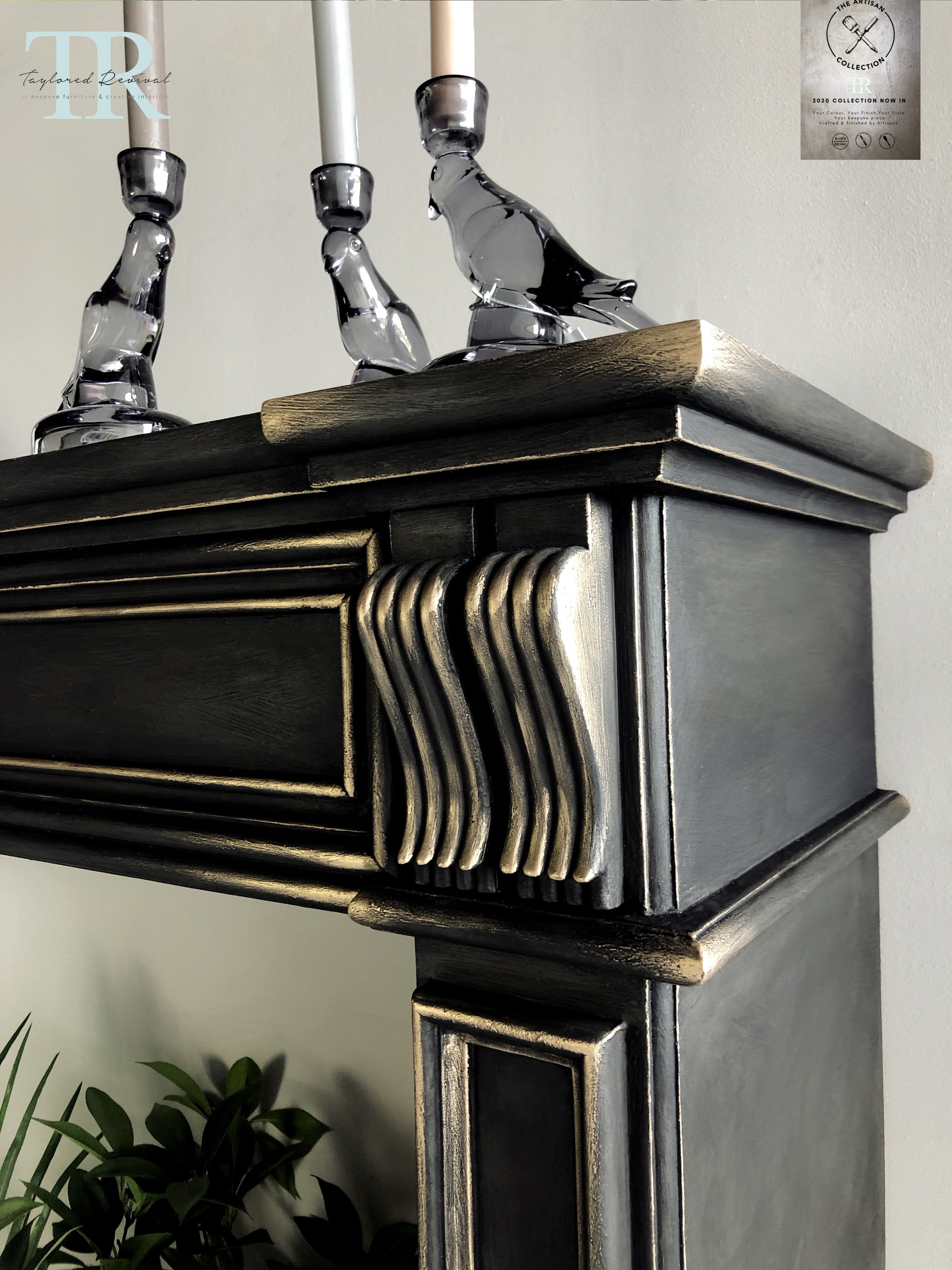 Not For Sale - Commissioned Fire place surround in Midnight with Victorian Black wax