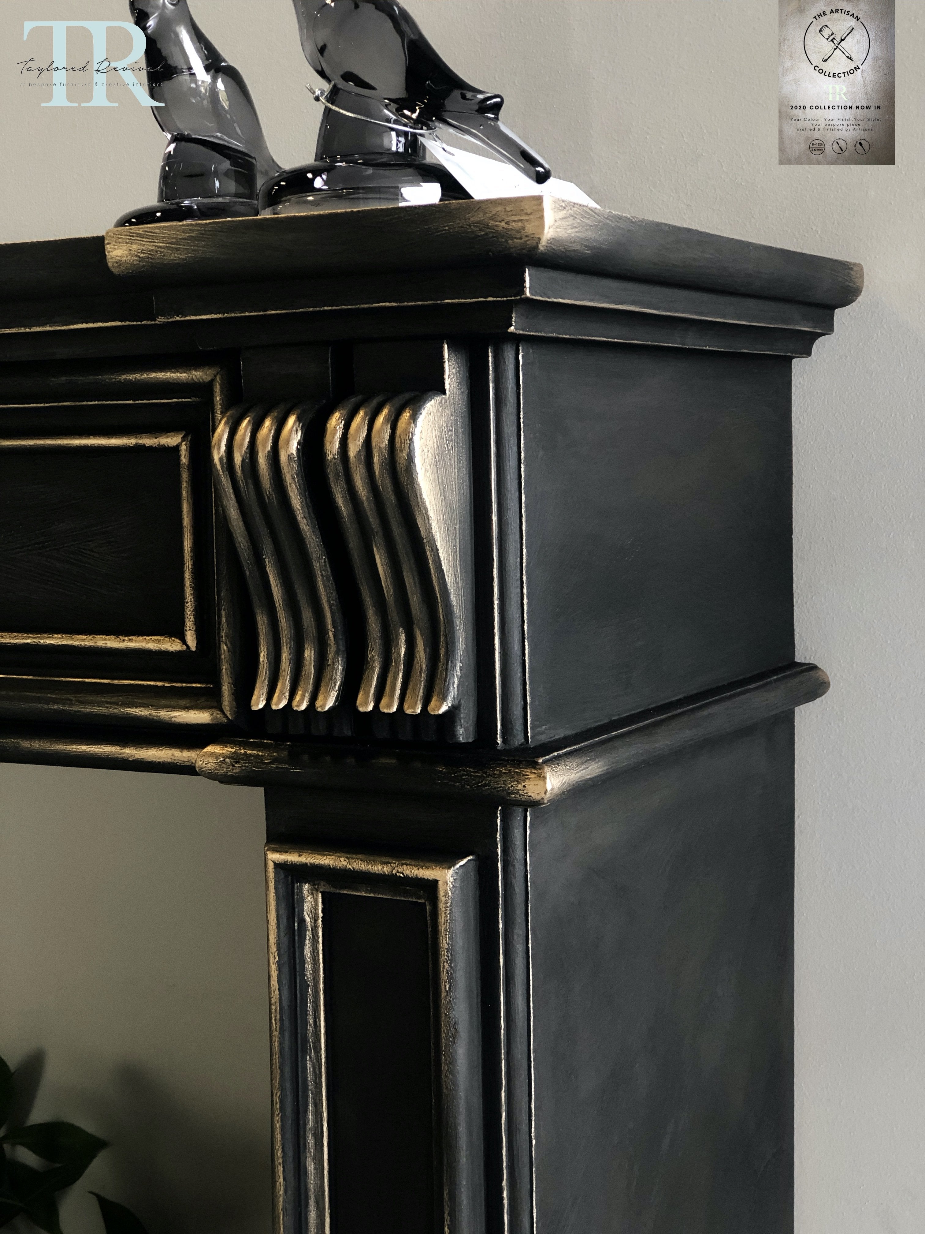 Not For Sale - Commissioned Fire place surround in Midnight with Victorian Black wax