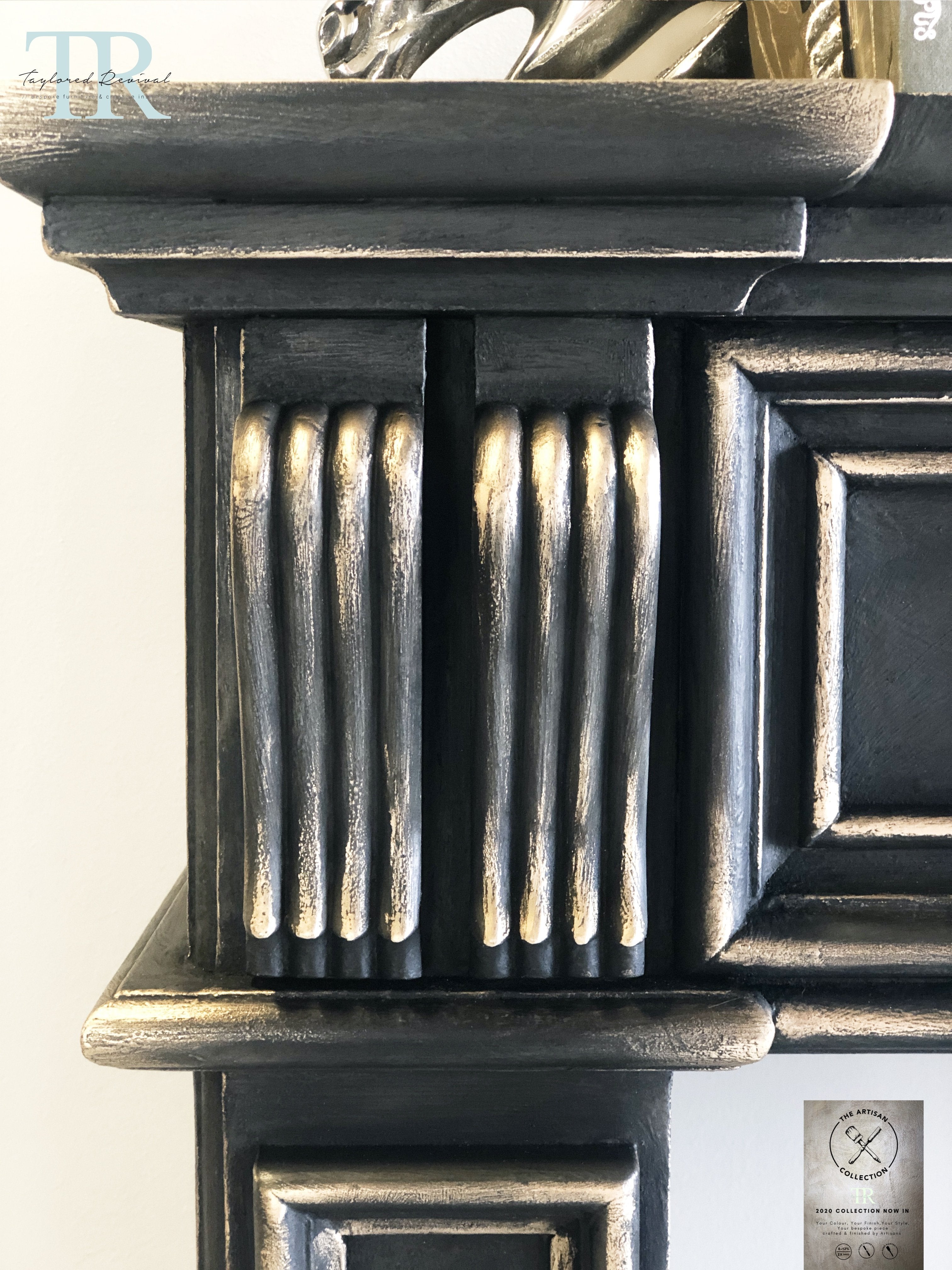 Not For Sale - Commissioned Fire place surround in Midnight with Victorian Black wax