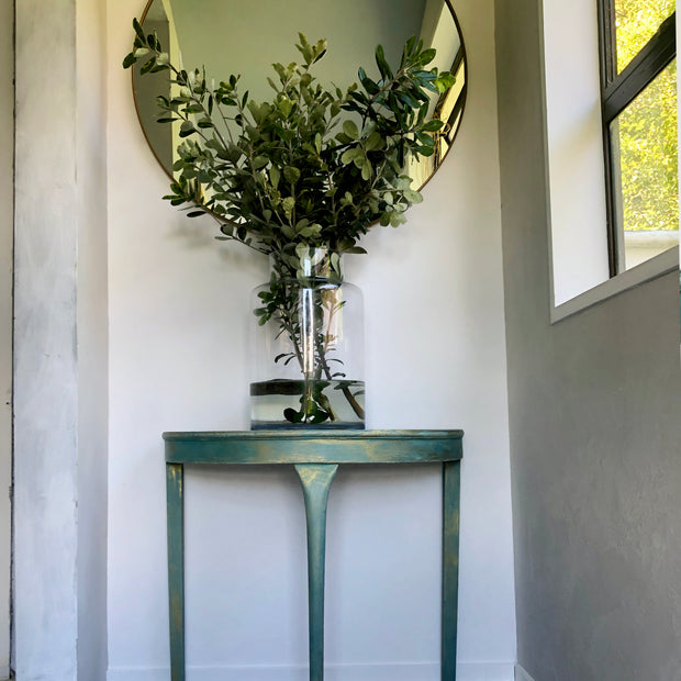 Not For Sale - Beachy and Luxurious hand painted half round table