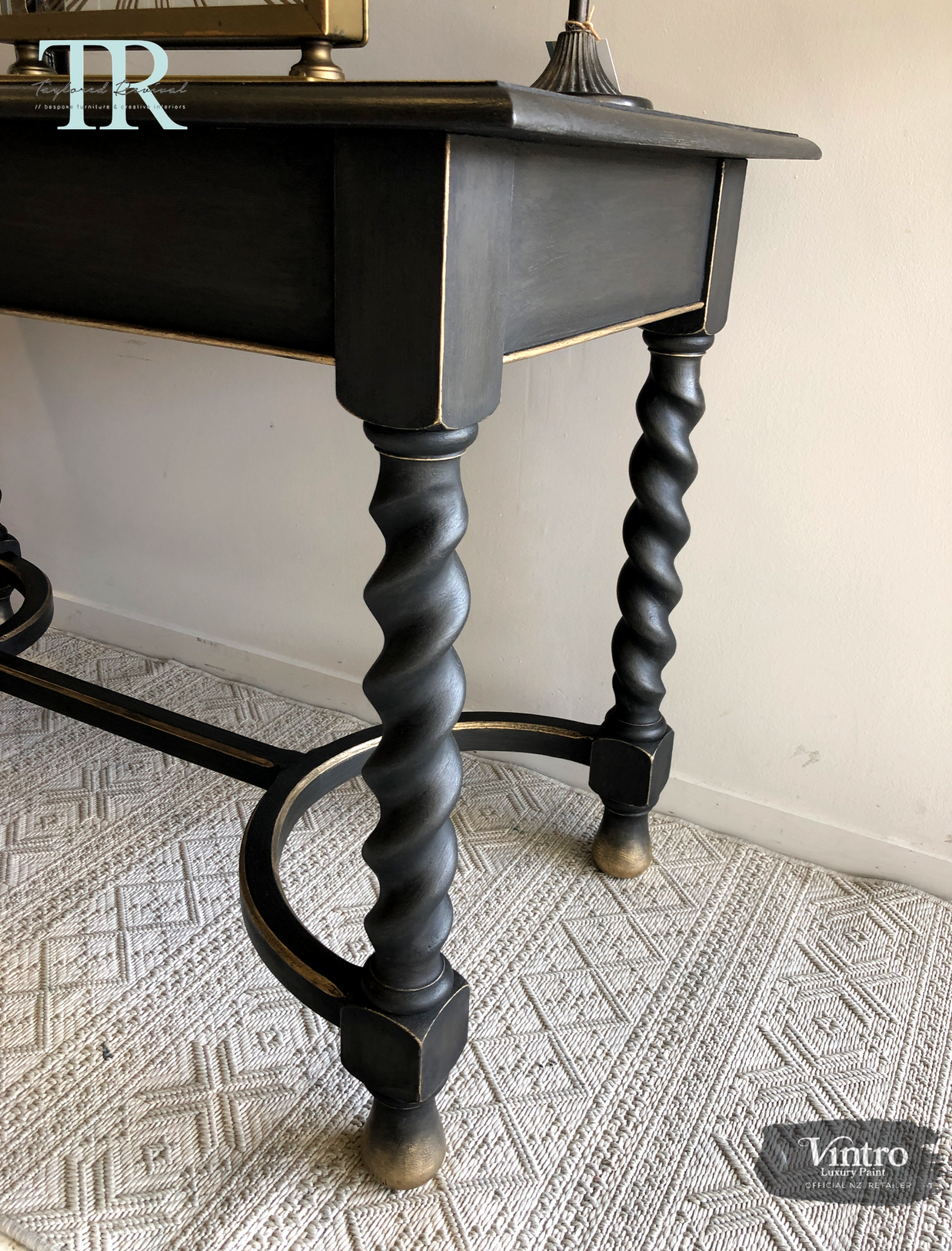 Not For Sale - Commissioned Hall Table in Midnight with Victorian Black Wax