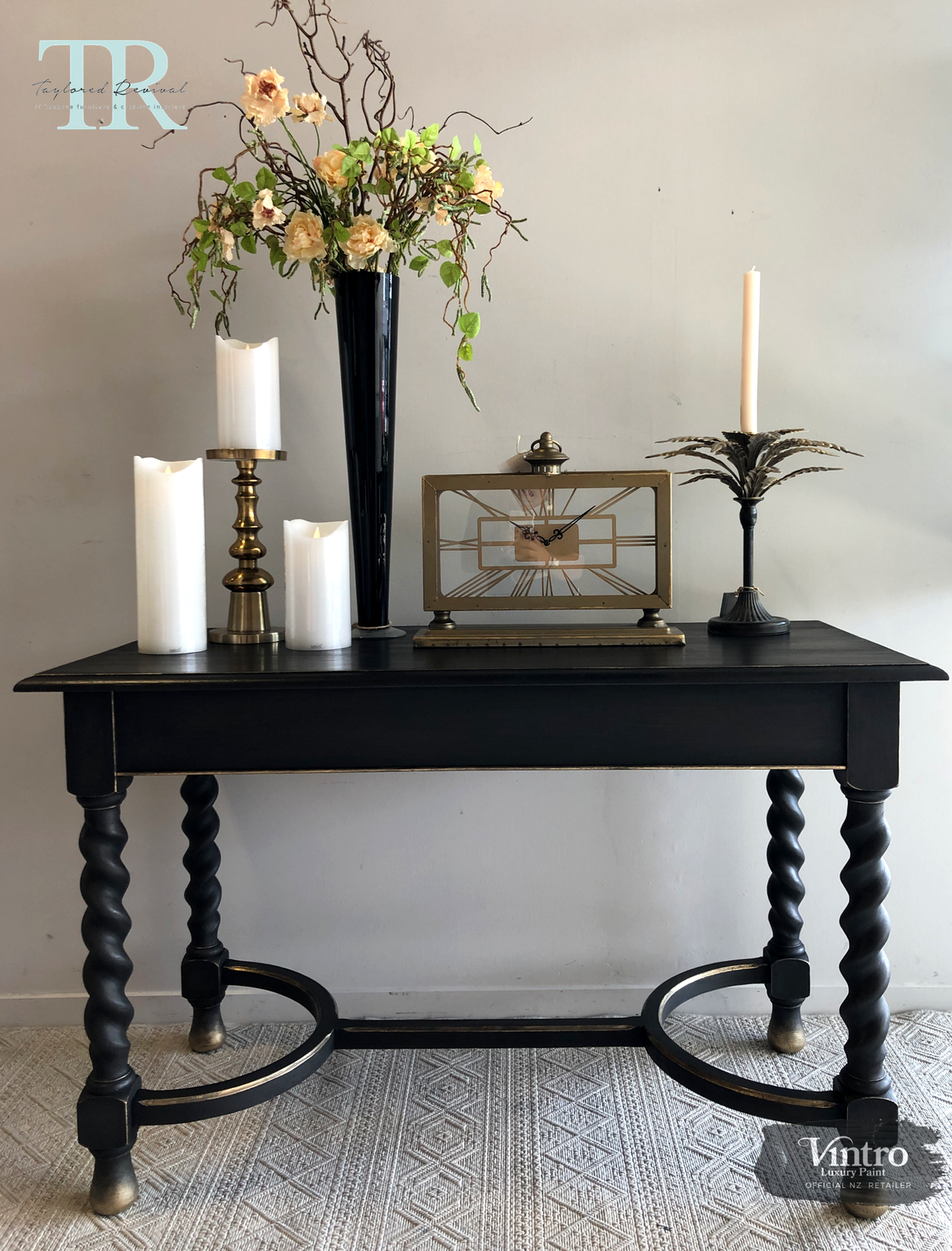 Not For Sale - Commissioned Hall Table in Midnight with Victorian Black Wax