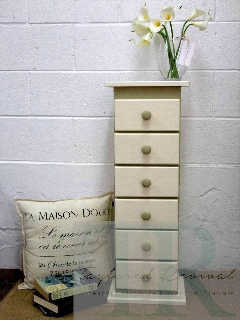 Not For Sale - Commissioned small set of drawers in Old White and Versailles