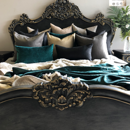 Not For Sale - Commissioned Rococo bed in Cloudburst & Victorian Black Wax