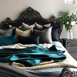 Not For Sale - Commissioned Rococo bed in Cloudburst & Victorian Black Wax