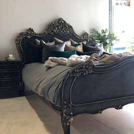 Not For Sale - Commissioned Rococo bed in Cloudburst & Victorian Black Wax