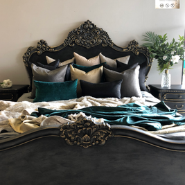 Not For Sale - Commissioned Rococo bed in Cloudburst & Victorian Black Wax