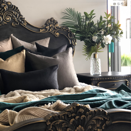 Not For Sale - Commissioned Rococo bed in Cloudburst & Victorian Black Wax