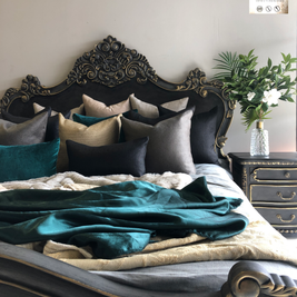Not For Sale - Commissioned Rococo bed in Cloudburst & Victorian Black Wax