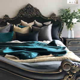 Not For Sale - Commissioned Rococo bed in Cloudburst & Victorian Black Wax