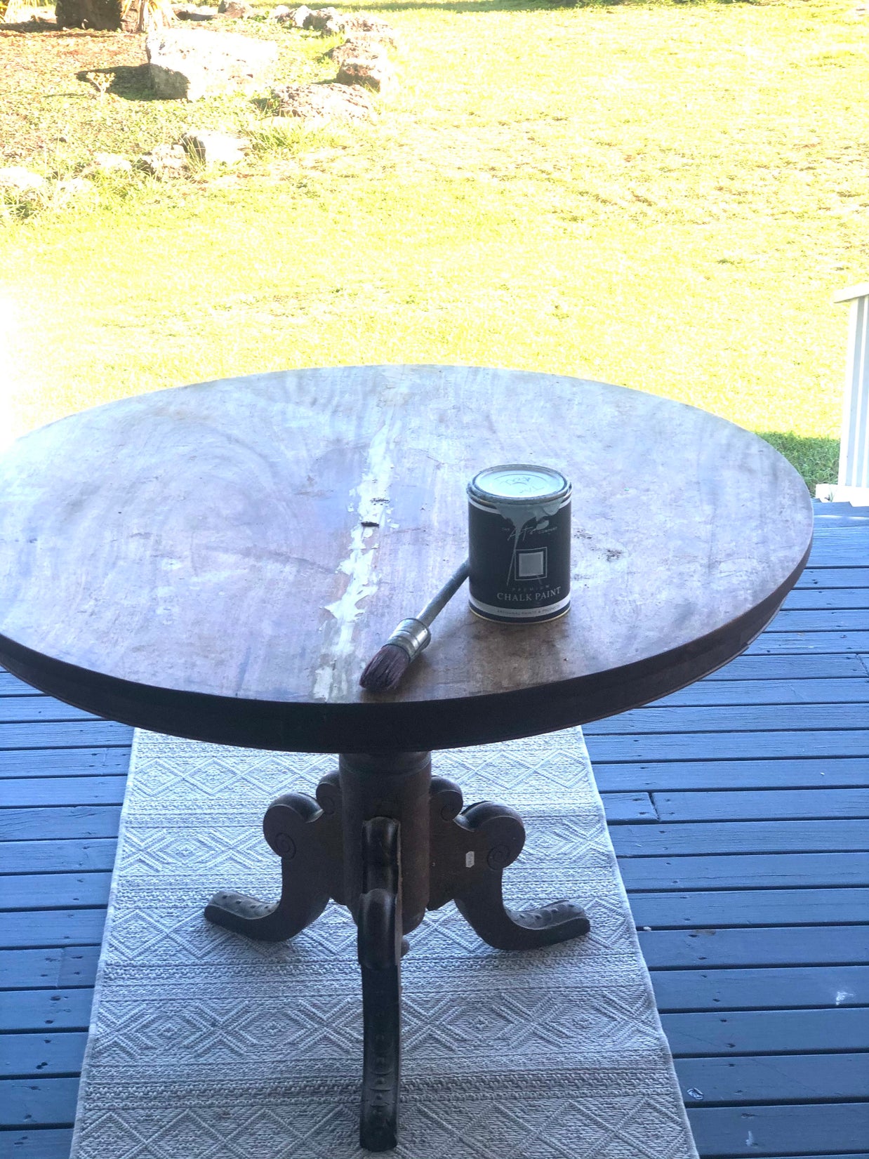 Not For Sale - Battered round entrance table brought to life in Artisan Toulouse & coloured waxes