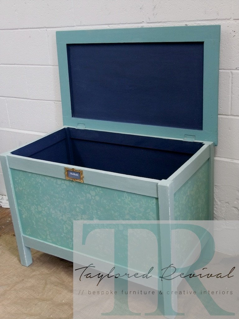 Not For Sale - Commissioned stencilled toy chest in Petrushka