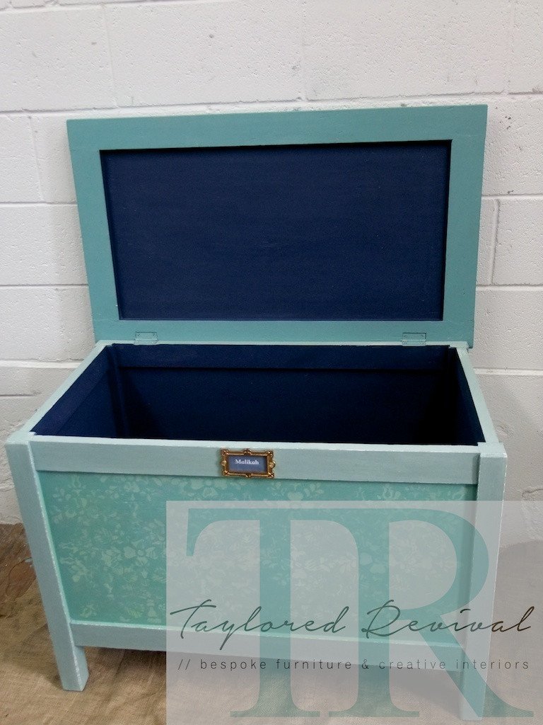 Not For Sale - Commissioned stencilled toy chest in Petrushka