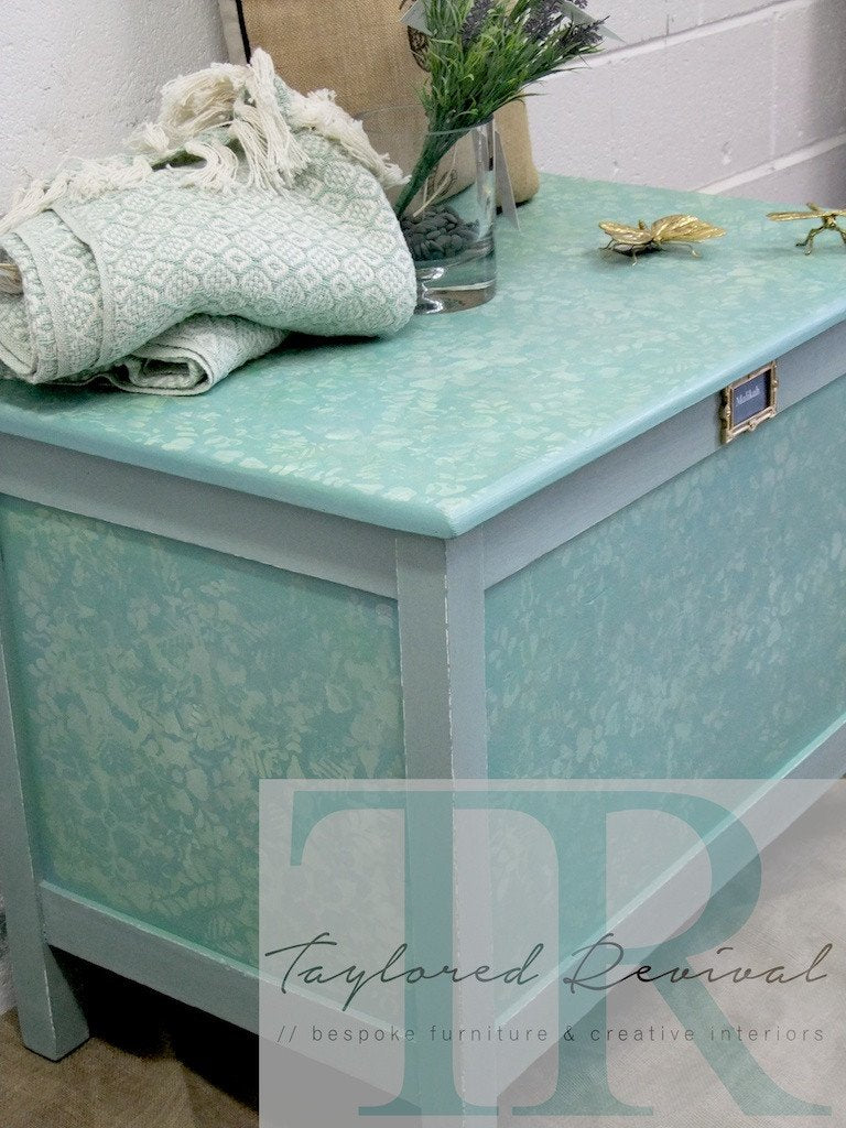Not For Sale - Commissioned stencilled toy chest in Petrushka