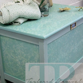 Not For Sale - Commissioned stencilled toy chest in Petrushka