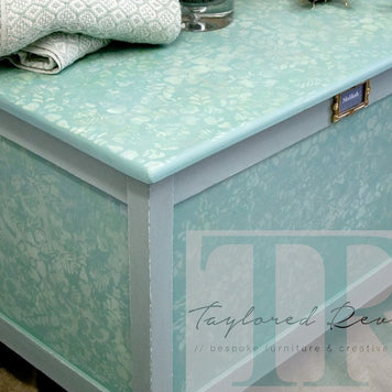 Not For Sale - Commissioned stencilled toy chest in Petrushka