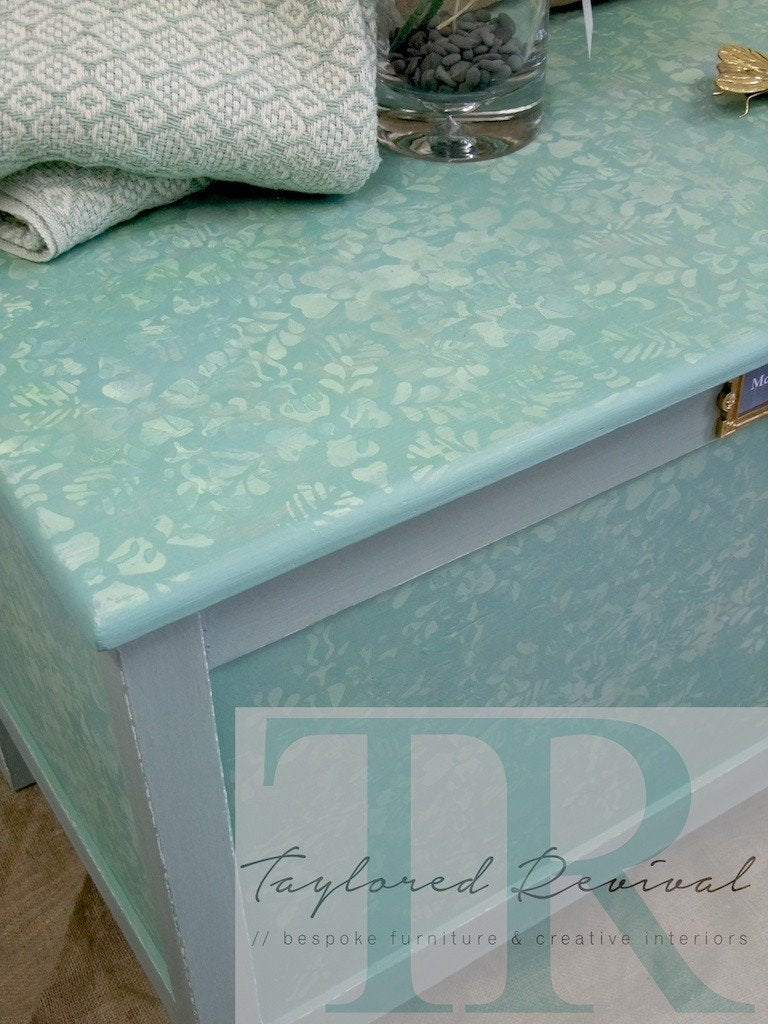 Not For Sale - Commissioned stencilled toy chest in Petrushka