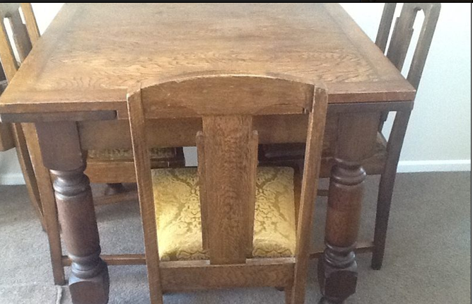 Not For Sale - Commissioned Bespoke Dining Suite in Antibes Green with natural rustic top