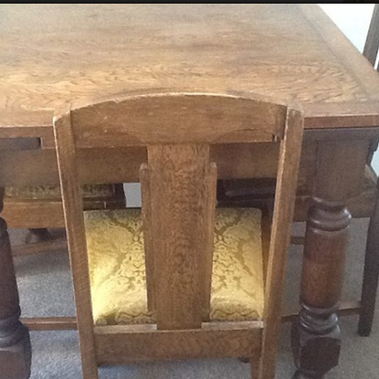 Not For Sale - Commissioned Bespoke Dining Suite in Antibes Green with natural rustic top