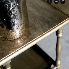 Not For Sale - Commissioned Oak Tea Trolley and side table in aged Metallics