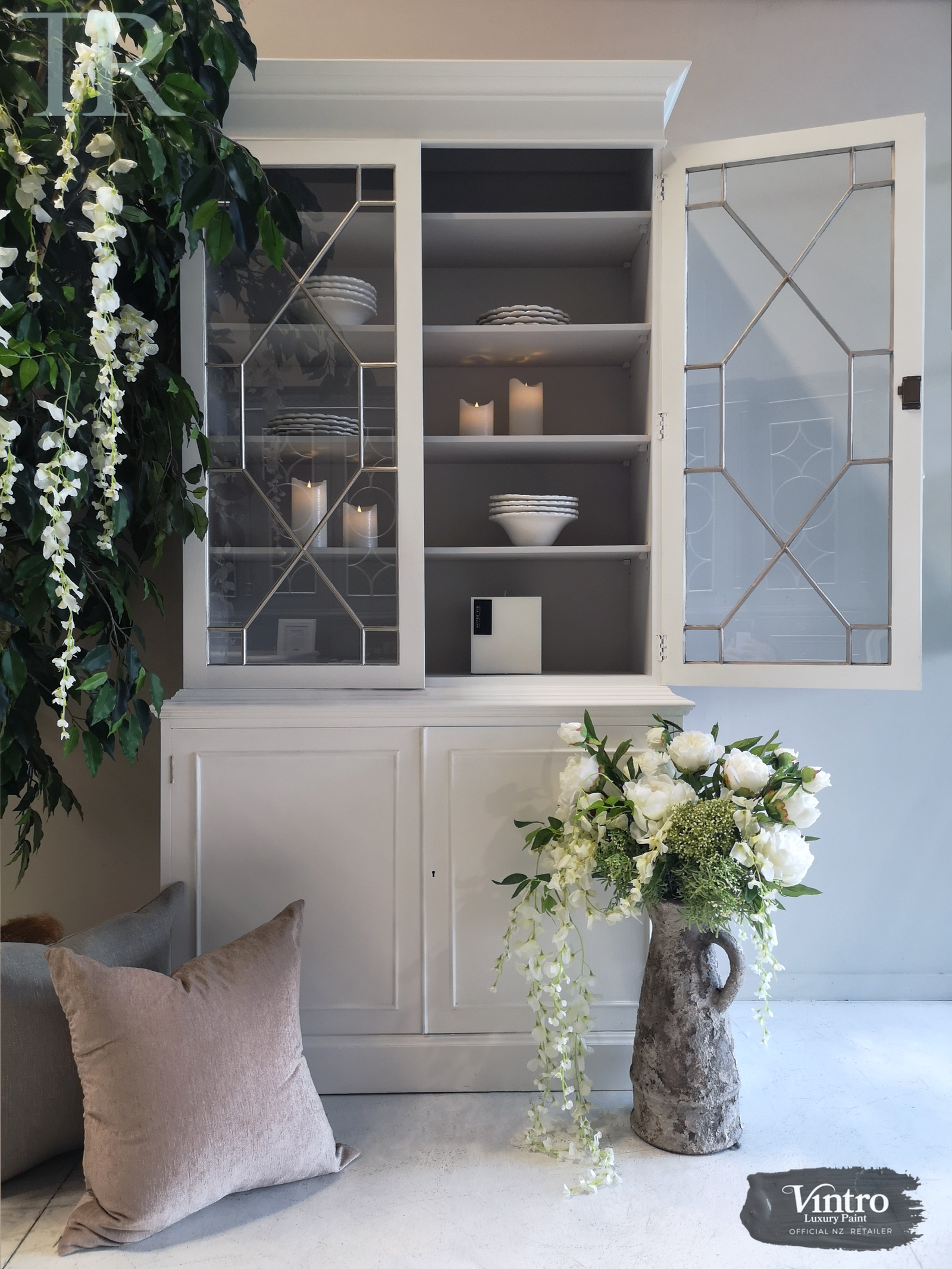 Not For Sale - Commissioned Crisp White cabinet in Vintro Crystal No Seal