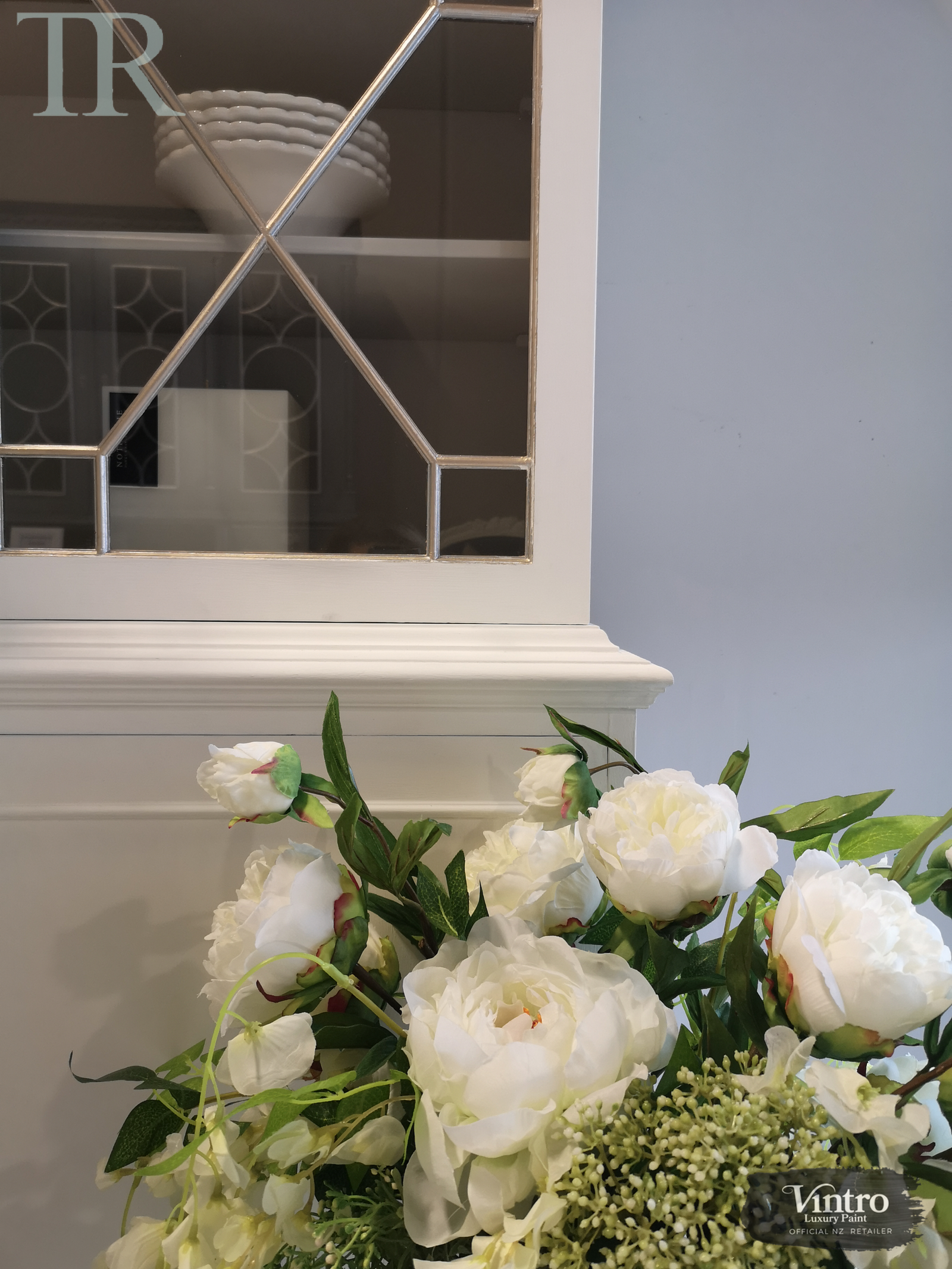 Not For Sale - Commissioned Crisp White cabinet in Vintro Crystal No Seal