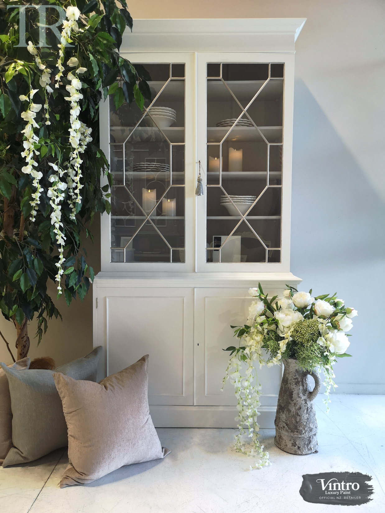 Not For Sale - Commissioned Crisp White cabinet in Vintro Crystal No Seal