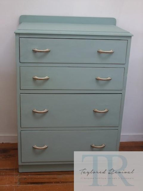 Commissioned duck egg blue drawers.